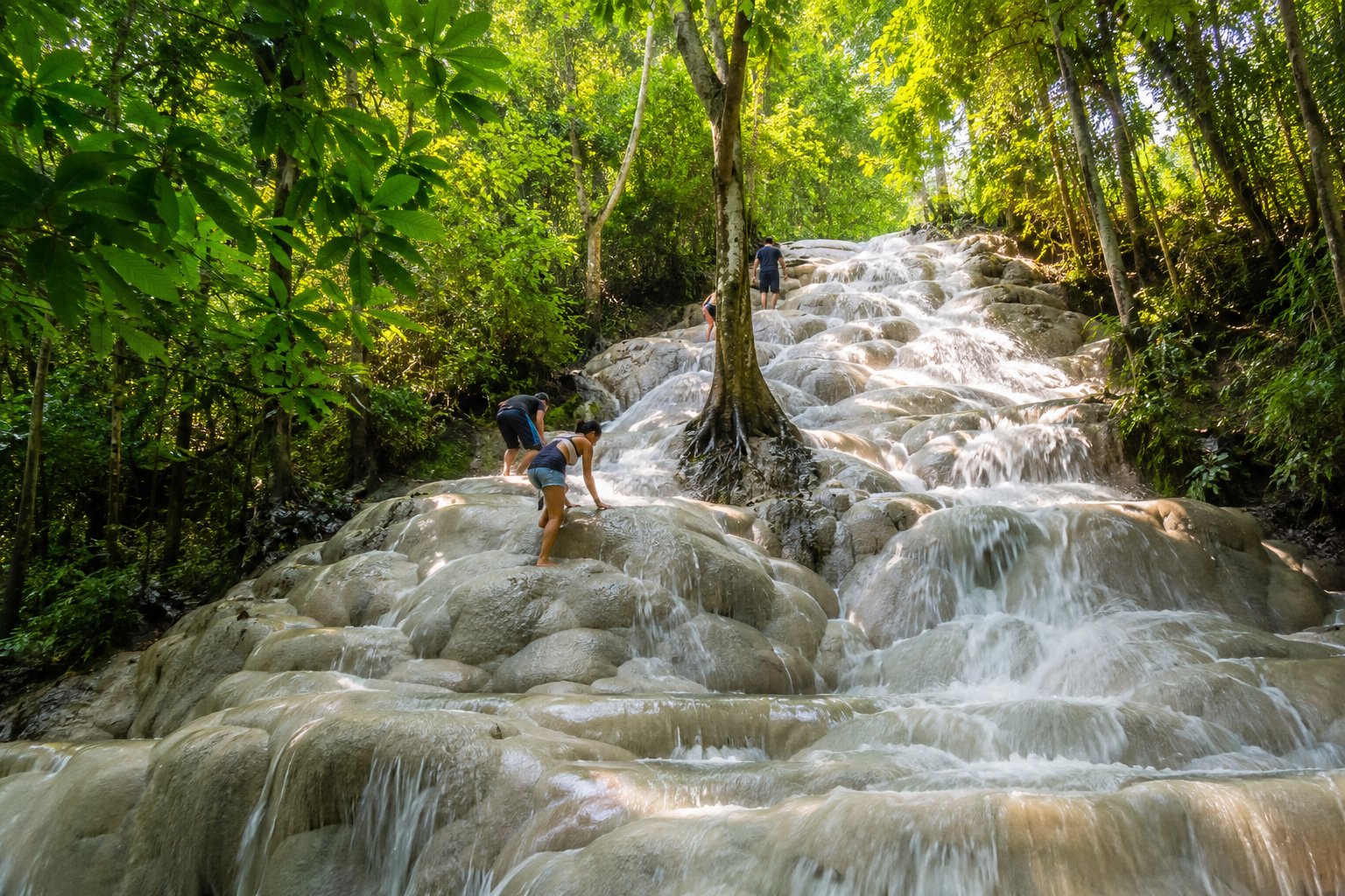 Walking Up a Waterfall Barefoot in Chiang Mai, Thailand
